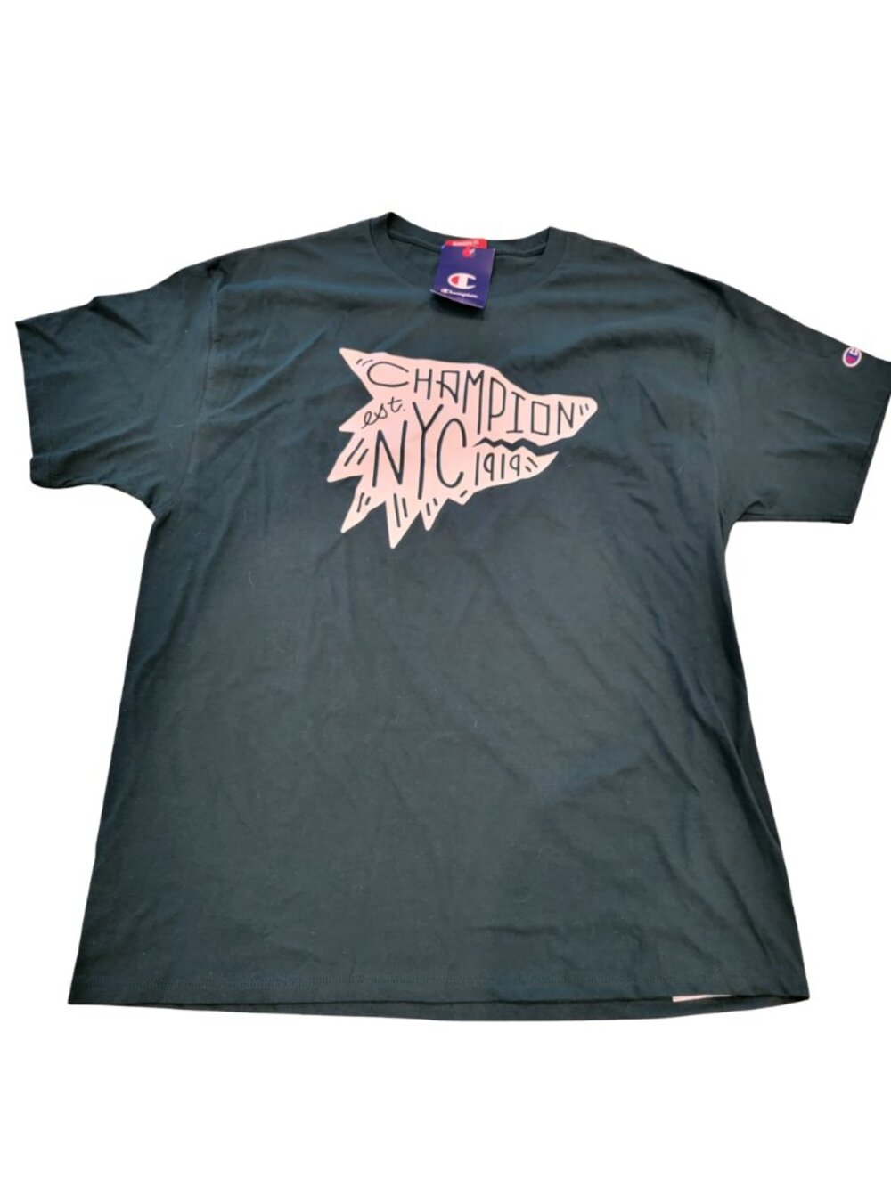 Champion Dark Green Short Sleeve Round Neckline NYC 1919 Graphic Tee Unisex - Picture 2 of 7